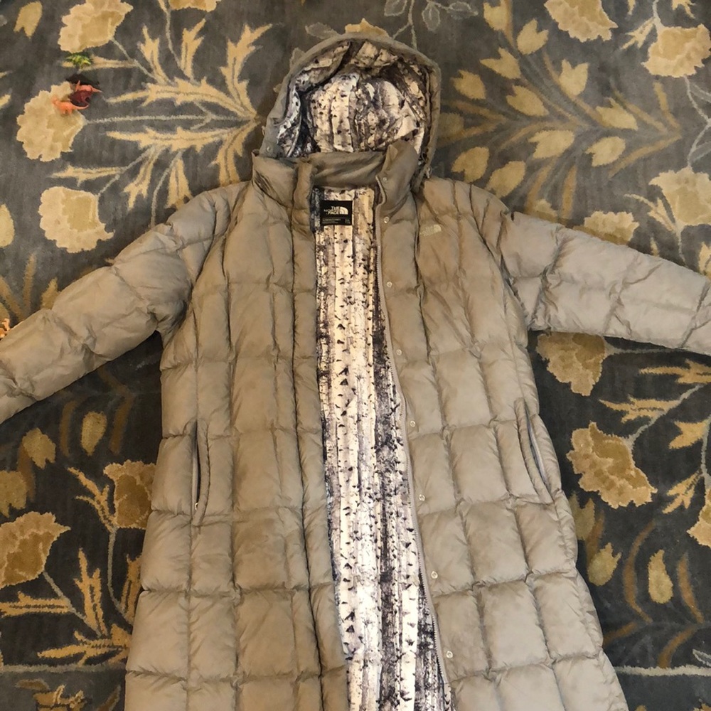 Light gray North Face puffer